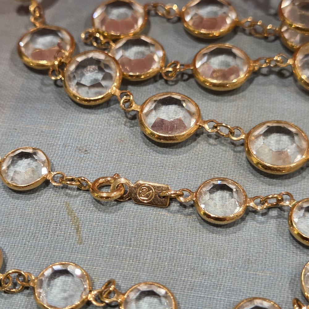 Vintage Swarovski Gold and Clear Crystal Necklace - Picture 3 of 3